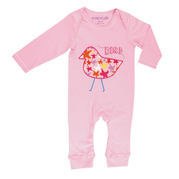 Pink Bird Romper for Baby Girls